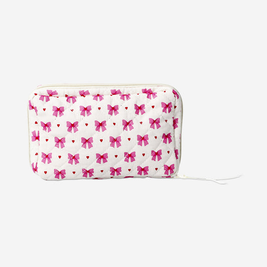 Cosmetic bag with pink bows