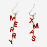 Flying Tiger Copenhagen Christmas dangling earrings with festive Merry Christmas design, perfect for holiday accessories.