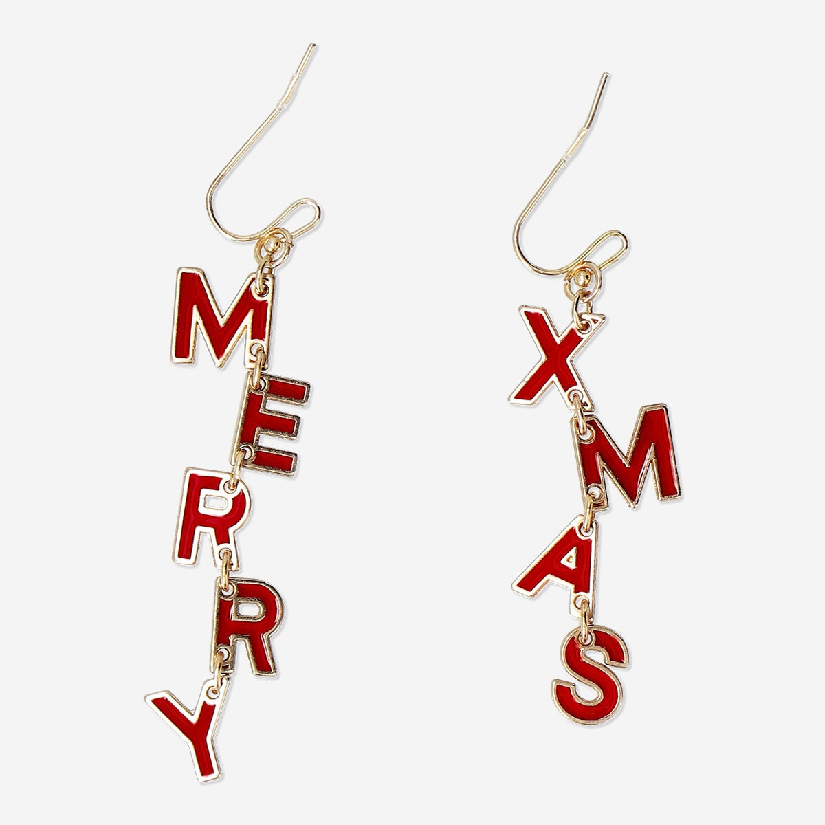 Flying Tiger Copenhagen Christmas dangling earrings with festive Merry Christmas design, perfect for holiday accessories.