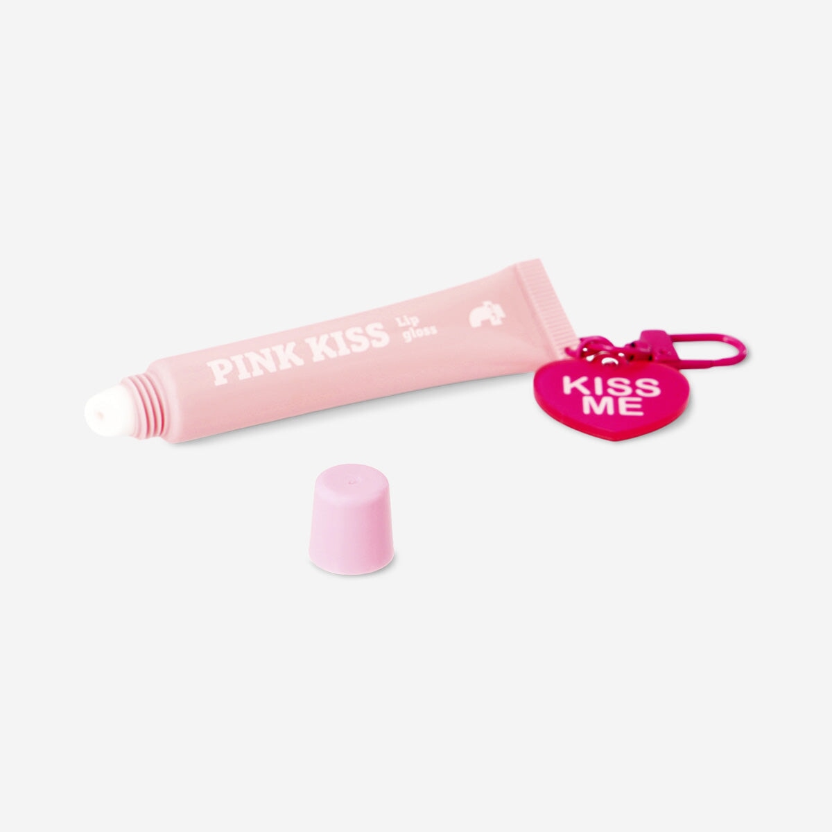 Flying Tiger Copenhagen strawberry fragrance lip gloss in clear container with pink tint, featuring a smooth, glossy finish.
