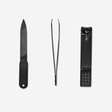 Flying Tiger Copenhagen 3-piece manicure set in a compact toolbox, includes nail clippers, scissors, and tweezers for personal care.