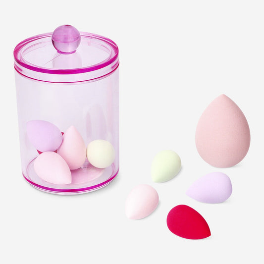 Blender sponges for makeup in pink jar - 10 pcs