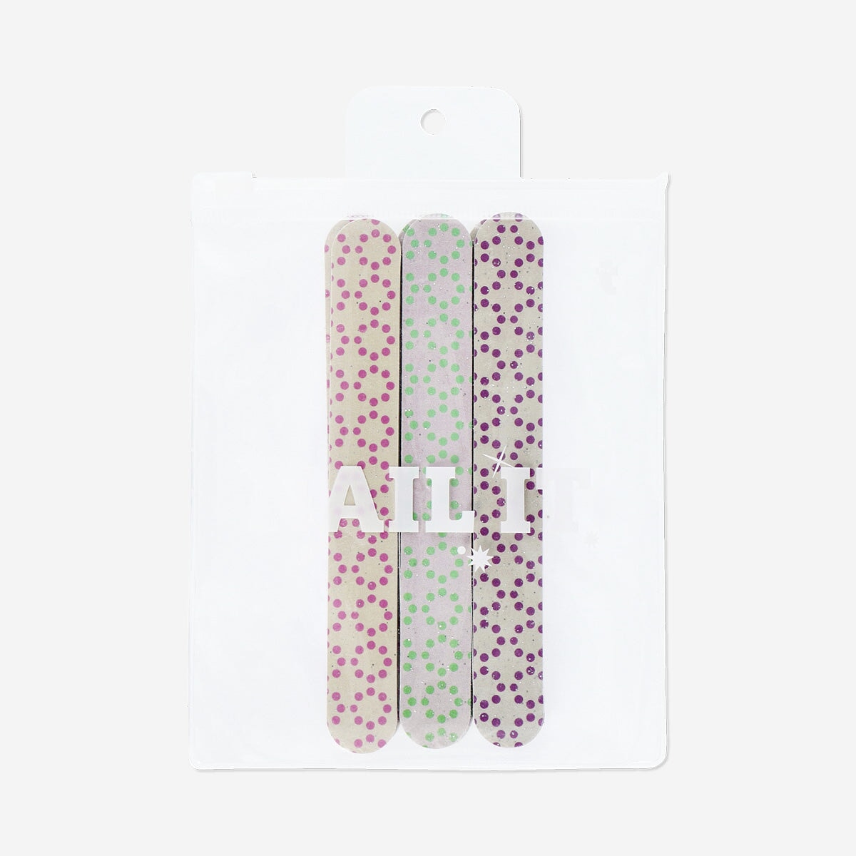 Set of 6 Flying Tiger Copenhagen nail files with colorful printed designs, ideal for personal nail care and grooming.