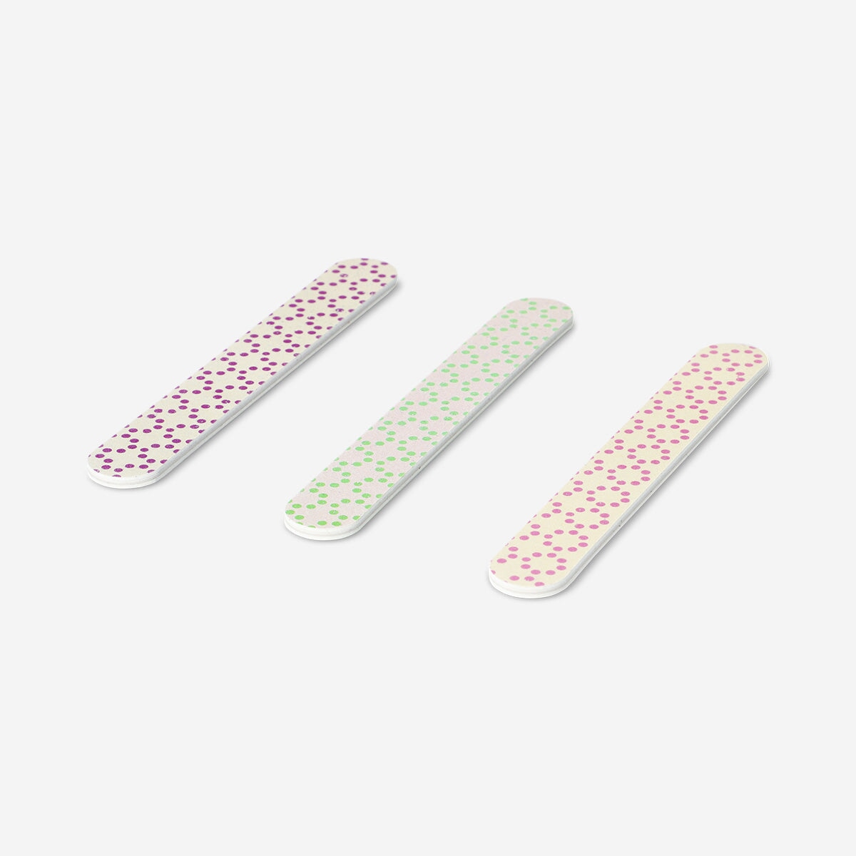 Set of six Flying Tiger Copenhagen nail files with colorful printed designs for personal care and nail grooming.
