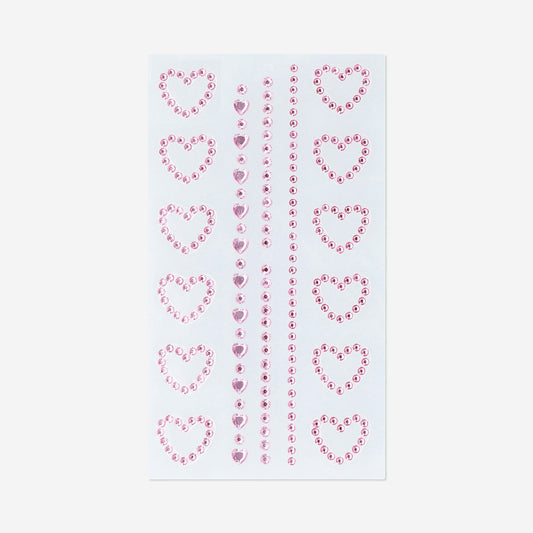 Pink heart face and body jewels