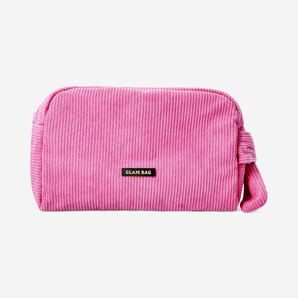 Pink velvet cosmetic bag from Flying Tiger Copenhagen, 23 cm, stylish personal care bag with soft fabric and compact design.