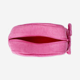 Pink velvet cosmetic bag from Flying Tiger Copenhagen, 23 cm personal care organizer with soft, plush fabric.