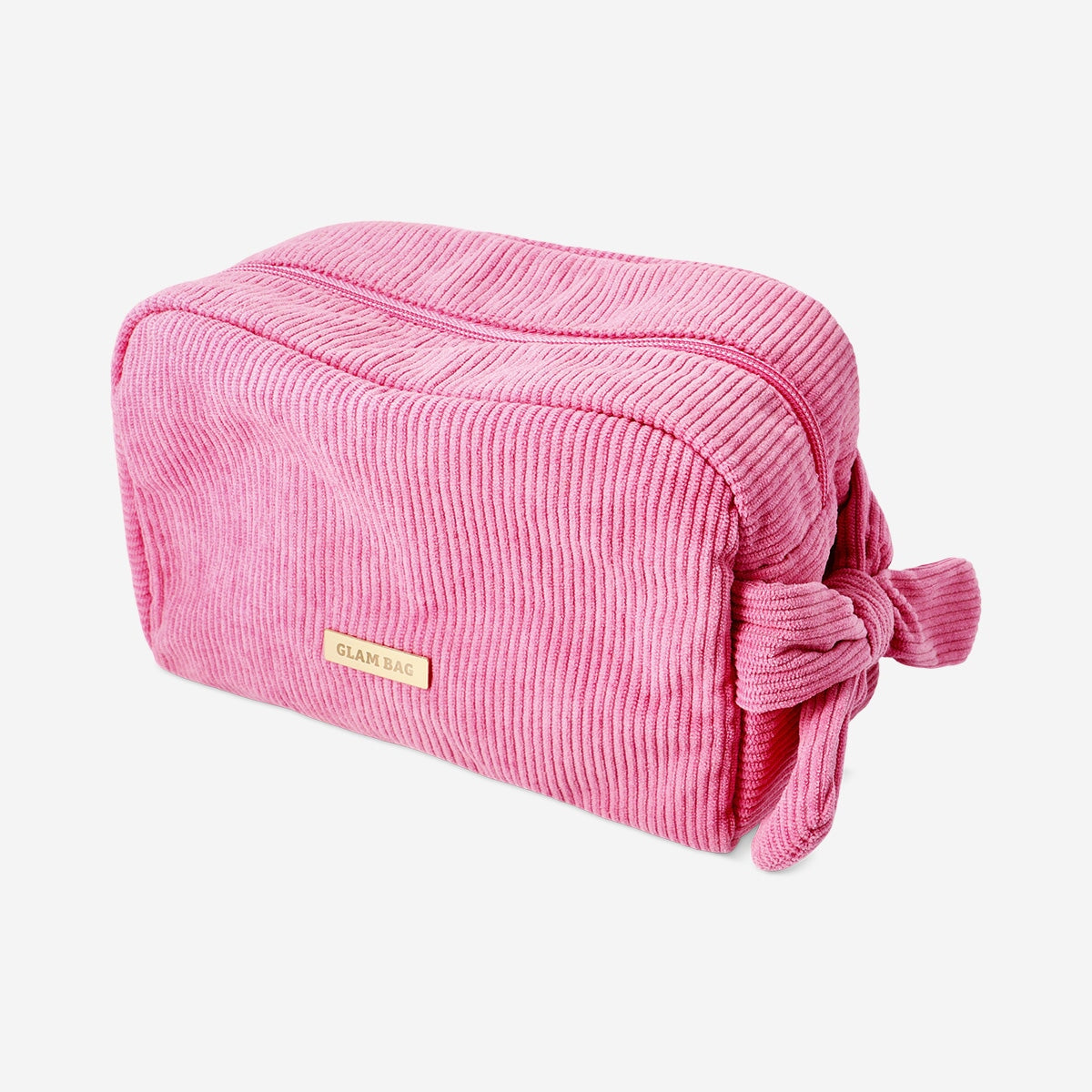 Pink velvet cosmetic bag from Flying Tiger Copenhagen, 23 cm personal care accessory with soft fabric and compact design.