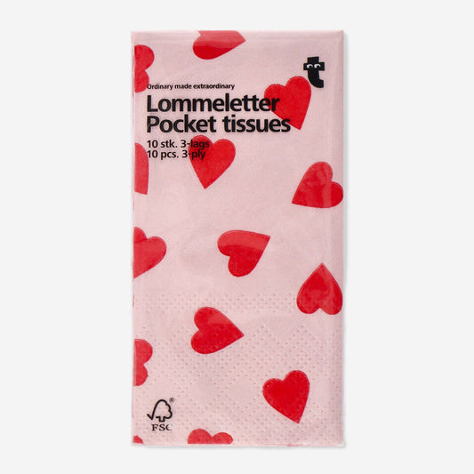 Pañuelos de bolsillo con estampado de corazones - 10 uds