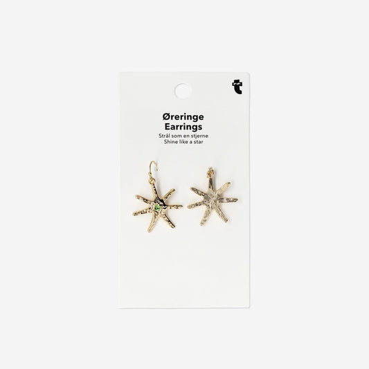 Star shaped earrings with coloured stone