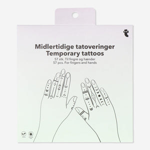 Flying Tiger Copenhagen temporary tattoo set with 57 colorful designs for fun personal care body art.