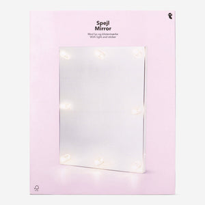 Wall-mounted illuminated mirror by Flying Tiger Copenhagen, featuring built-in lighting for personal care use.