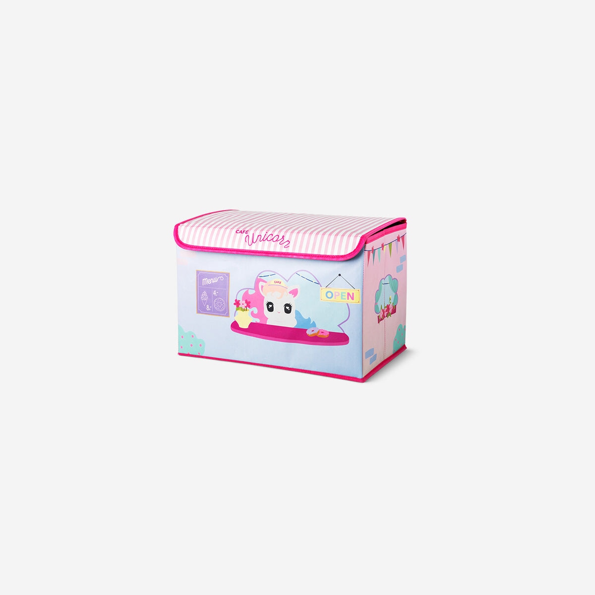 Pink collapsible storage box shaped like a school bus from Flying Tiger Copenhagen, 38x25 cm, ideal for home organization.