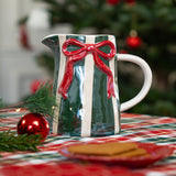 Striped jug with embossed bow - 1 L - Flying Tiger Copenhagen