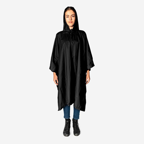Black Rain Poncho for Adults – Stylish Waterproof Rainwear
