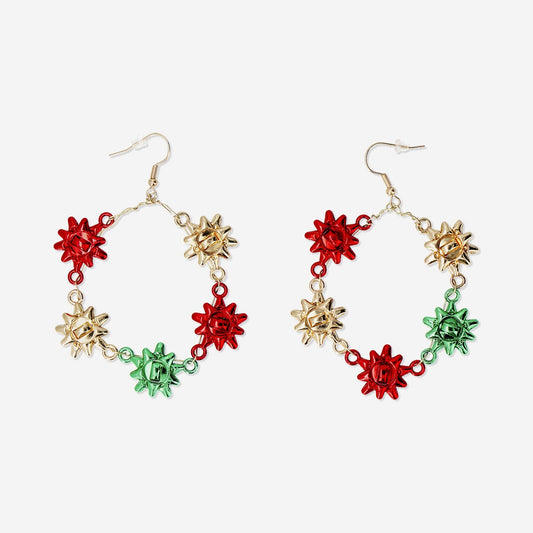 Navidad pendientes - Corona de Navidad estrellas