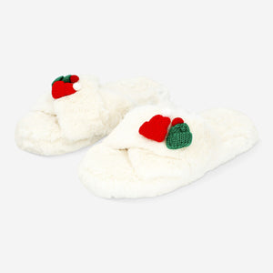 Flying Tiger Copenhagen Christmas slippers in size 39/40, cozy textile footwear with festive holiday design.