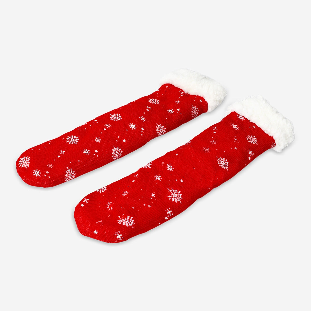 Flying Tiger Copenhagen Christmas socks with non-slip grip, cozy textile material, size 39/41, featuring festive holiday patterns.