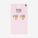 Gold earrings - Hearts with pink stones