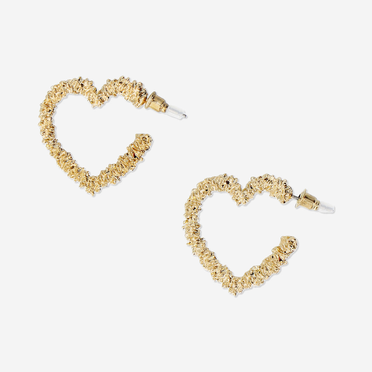 Gold hoop earrings - Big hearts