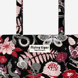 Black Gothic flowers tote bag made of textile by Flying Tiger Copenhagen with floral gothic print.