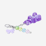 Purple gummy bear key ring with charms