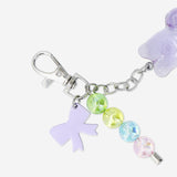 Purple gummy bear key ring with charms
