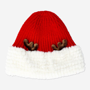 Red Santa's hat made of textile with white trim, one size, by Flying Tiger Copenhagen, shown on a plain background.