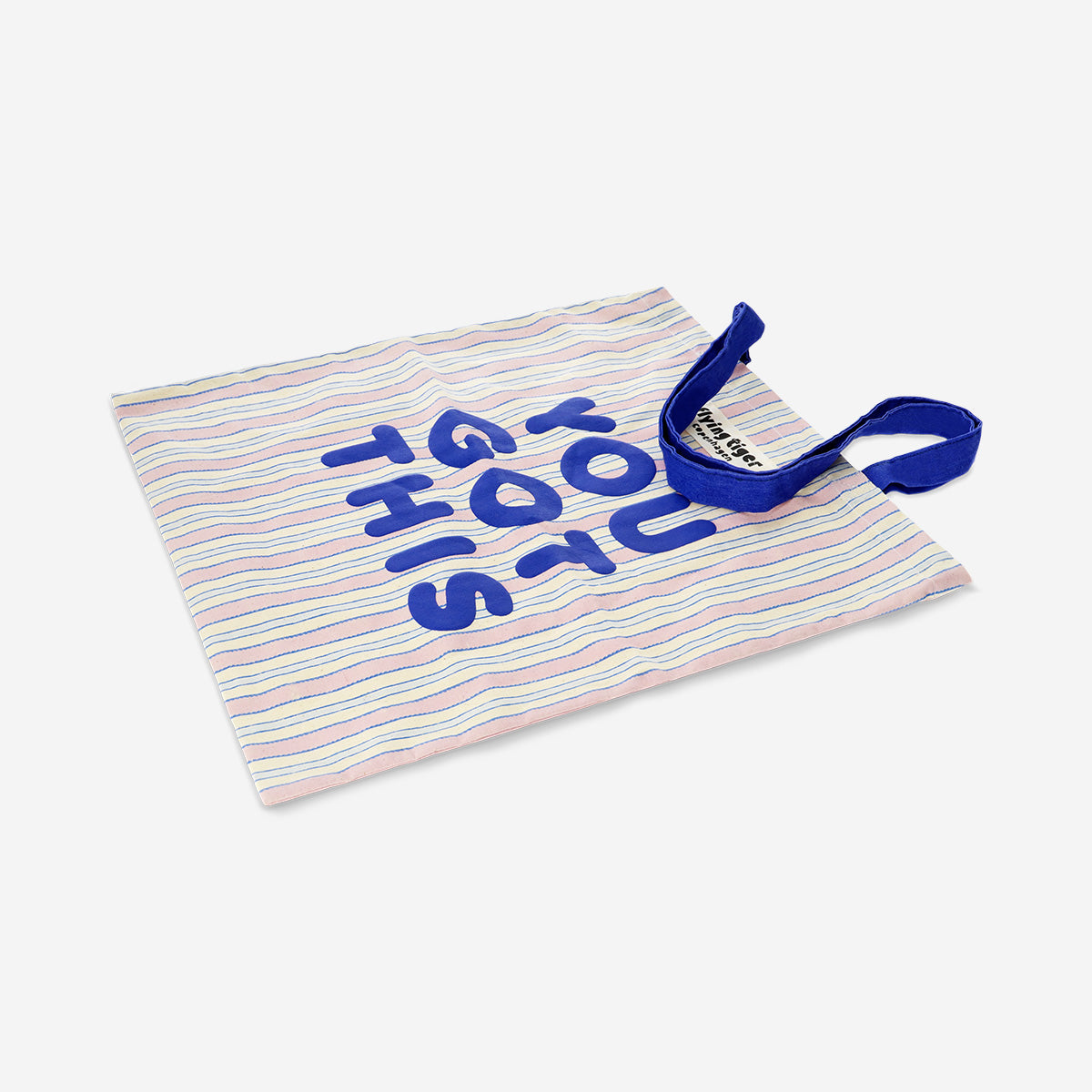 Bolso tote de rayas con asas azules