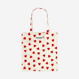 Tote bag with red hearts