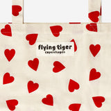 Tote bag with red hearts