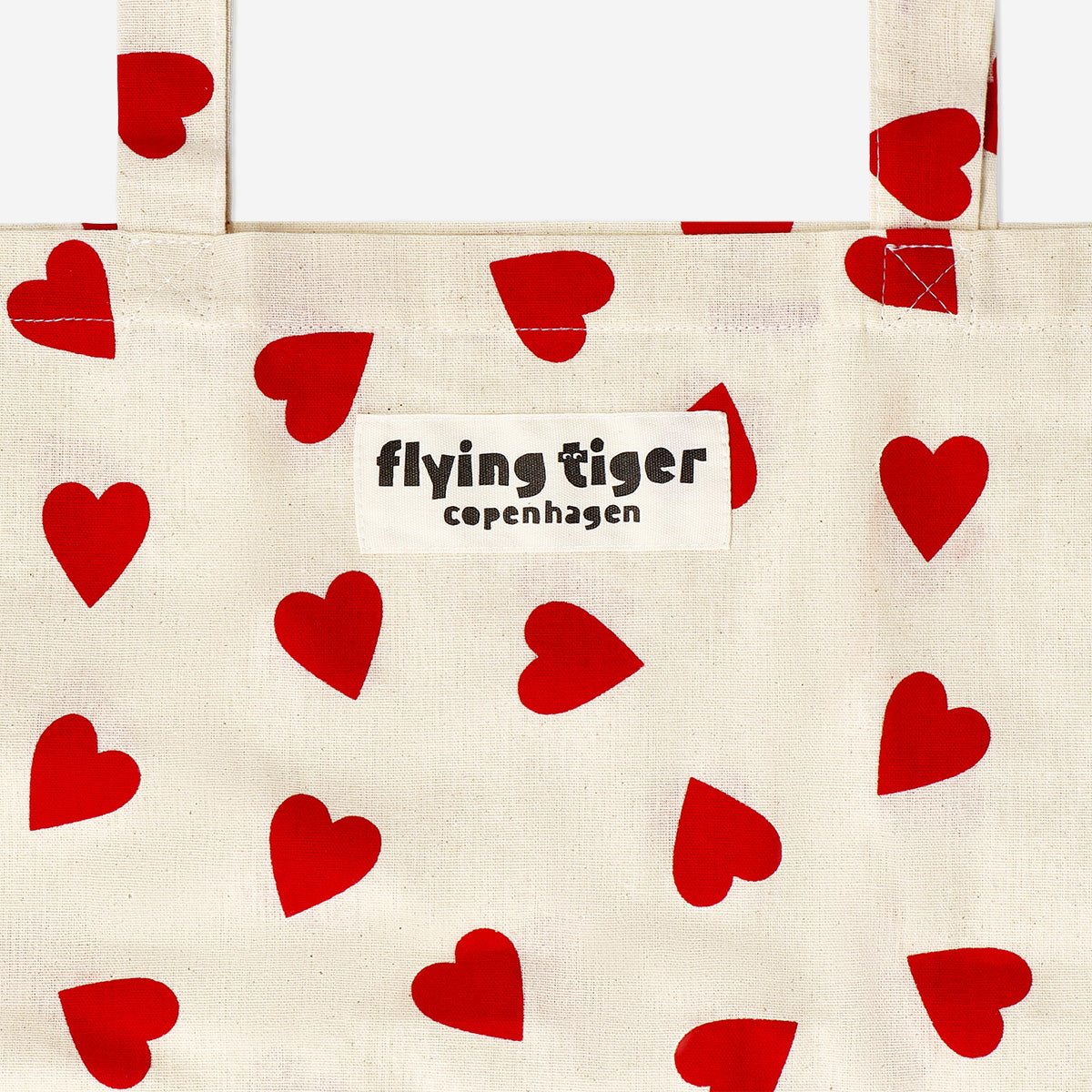 Tote bag with red hearts