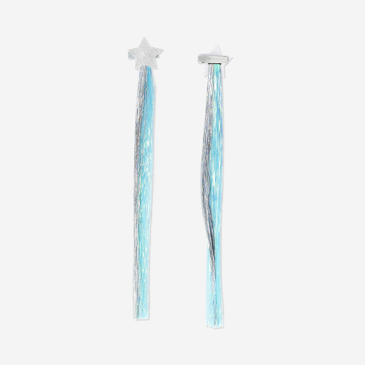 Blue and silver foil with star hair clips - 2 pcs