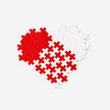 Flying Tiger Copenhagen Christmas Heart Plus Plus toy in festive red and white colors with heart-shaped design.