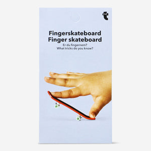 Colorful Flying Tiger Copenhagen finger skateboard toy with grip tape and wheels, designed for fun and tricks.