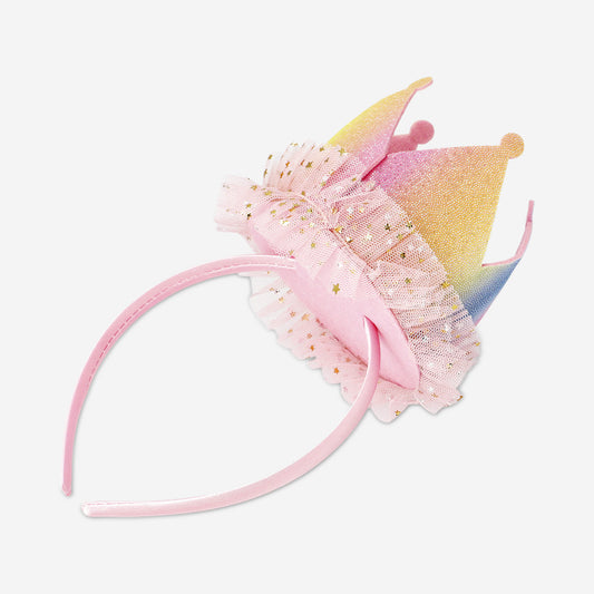 Pink hairband with crown - For kids