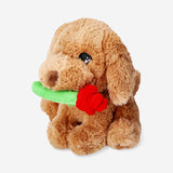 Peluche - Cane marrone con una rosa