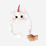 Plush unicorn hat with moving ears