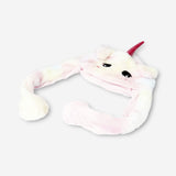 Plush unicorn hat with moving ears