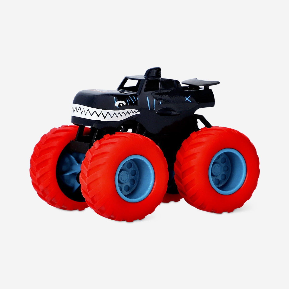 Red Flying Tiger Copenhagen toy monster truck with large wheels and detailed design, perfect for play and display.
