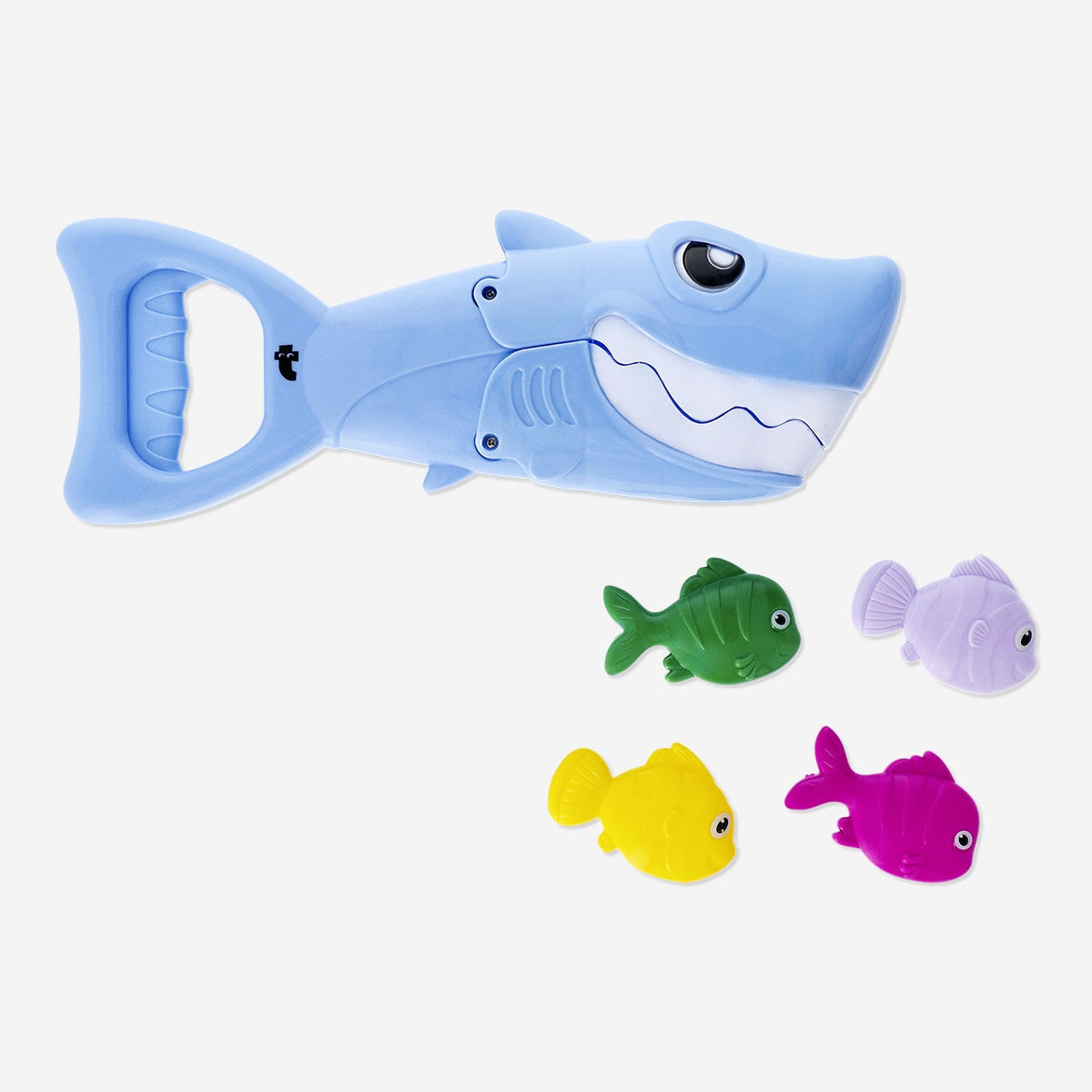 Flying Tiger Copenhagen shark sand grabber toy for kids, featuring a colorful shark design and a hand-held scoop for beach play.