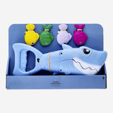 Flying Tiger Copenhagen Shark Sand Grabber toy, colorful plastic hand with a shark design for beach or sandbox play.