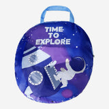 Space-themed play tent toy from Flying Tiger Copenhagen featuring a vibrant galaxy design and easy setup for kids' imaginative play.