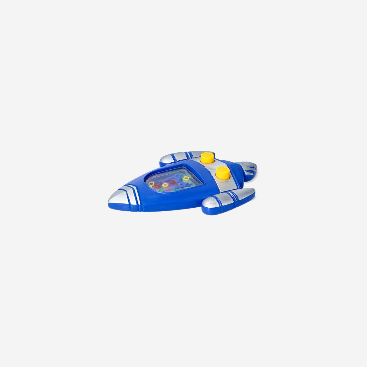 Flying Tiger Copenhagen spaceship water game toy with colorful controls and water-themed design for kids' fun.