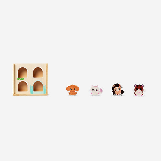 Wooden animals with house - 4 pcs