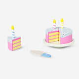 Wooden birthday play cake toy by Flying Tiger Copenhagen with colorful, layered cake pieces and playful design.