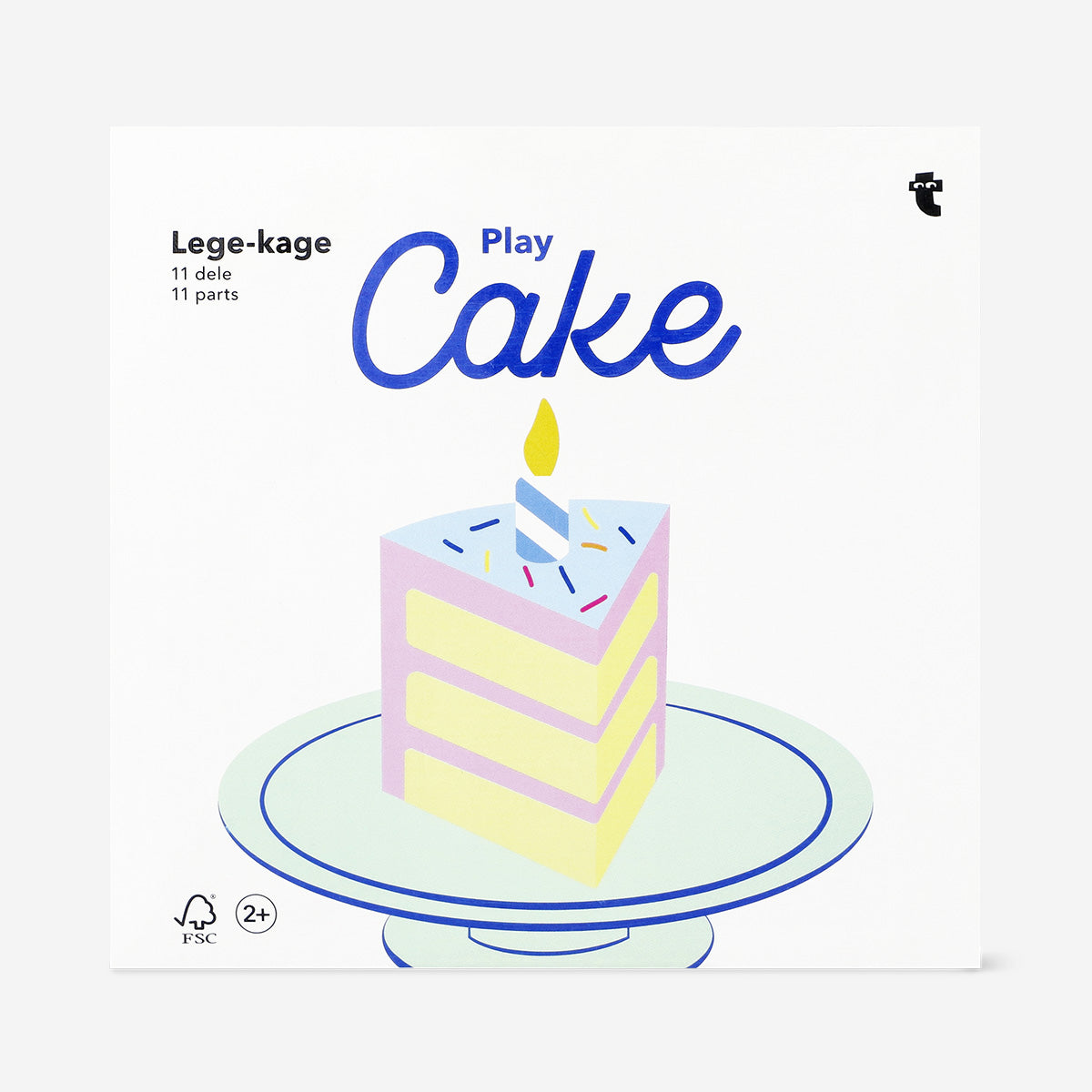 Wooden birthday play cake toy by Flying Tiger Copenhagen, featuring colorful stacked layers and playful design for kids.