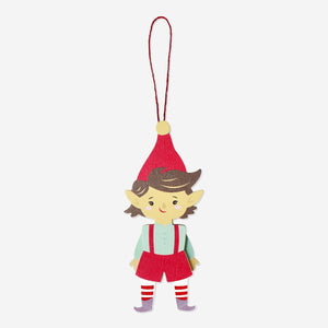 Wooden Christmas elf toy by Flying Tiger Copenhagen, featuring a handcrafted festive elf with detailed wood finish.
