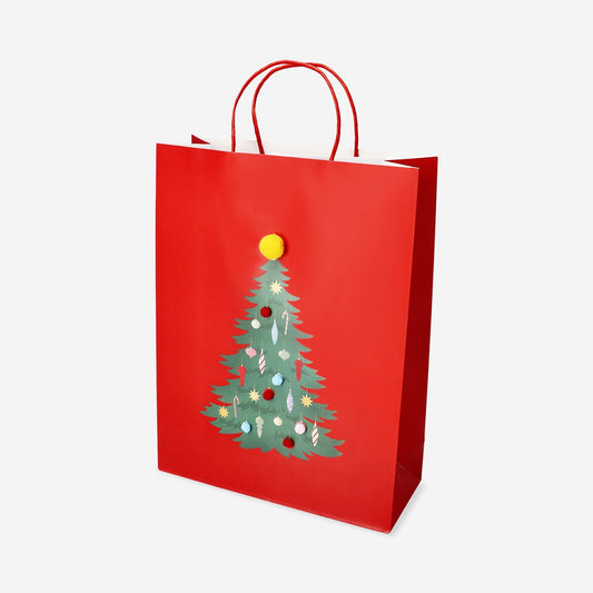 Gift bag with pom pom tree - 33 cm