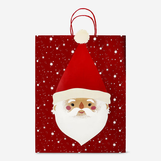 Sac cadeau avec le visage du Père Noël